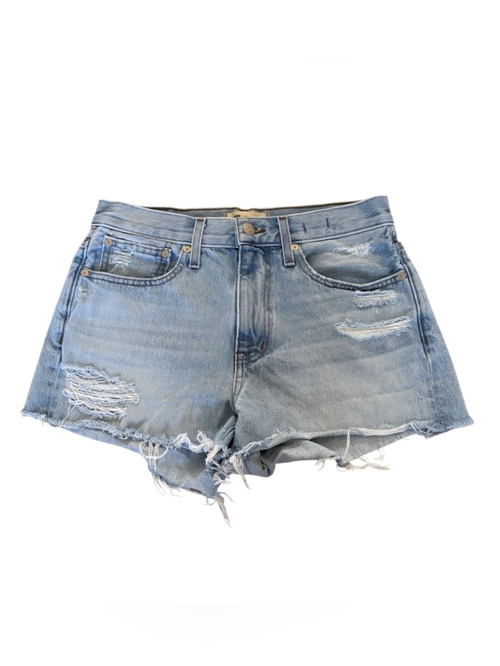 Madewell Light Blue Wash Distressed Relaxed Denim Shorts Size 26